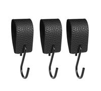 Dewocke S-Shaped Leather Hook, Set of 3 PU Leather Hooks, Black S-Hook for Hanging Coats, Bags, Towels - Stylish Home Organizing Accessory, Coat Hook for Bathroom, Bedroom and Office