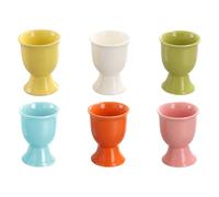 Dewocke Set of 6 Ceramic Egg Cups for Breakfast, Egg Cup Holders, Egg Cup for Hard/Soft Boiled Eggs, Six Colorful Egg Cups Stand Kitchen Accessory for Kids & Adults - Microwave and Dishwasher Safe