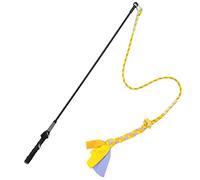 Dewonch Flirt Pole Dog Toys for Training & Exercise,Durable Teaser Stick with Fleece Rope Lure for Medium & Large Pets to Fetch Chase Pull and Tug of War (Yellow, POLE-39.5 inches)