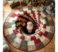 Dewppxi Christmas decorations 3D Rug, 3D Christmas Round Rug, Non-Slip Xmas Optical Illusion Rugs, Santa Claus Quilted Round Mat for Holiday Entryway Living Rooms, Corridors (Style-A,40 * 40cm)