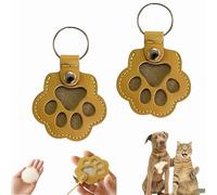 Dewppxi Dog Hair Collector Keychain, Pet Paw Shaped Leather Memorial Keychain, Dog Fur Keepsake Keyring for Collecting Hair With Snap Button,Pet Memorial Gifts (B-2pcs)