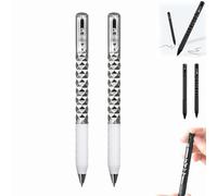 Dewppxi Geometric Metal Crinkle Pen Fidget, Crunchy Sensory Pen, Stress Relief Metal Shape Shifting Switch Pens for School Home Office Supplies, 0.5mm Retractable Gel Pen (Silver-2pcs)
