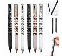 Dewppxi Geometric Metal Crinkle Pen Fidget, Crunchy Sensory Pen, Stress Relief Metal Shape Shifting Switch Pens for School Home Office Supplies, 0.5mm Retractable Gel Pen (mix-6pcs)