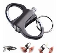 Dewppxi Keychain Lighter, Permanent Match Infinity Lighter with Keychains, Metal Keychain Unlimited Waterproof Matches, Mountaineering Portable Emergency Fire Starter Striker Set (Black)