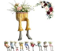 Dewppxi Leggy Pot Planter with Legs, Creative Sitting Human-Leg Planter for Succulent Lovers, Quirky Human Flower Pot Sculpture for Shelf Desk Windowsill Home Office，C-1pc