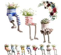 Dewppxi Leggy Pot Planter with Legs, Creative Sitting Human-Leg Planter for Succulent Lovers, Quirky Human Flower Pot Sculpture for Shelf Desk Windowsill Home Office，L-3pcs