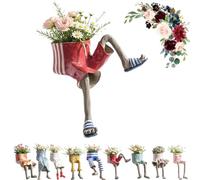 Dewppxi Leggy Pot Planter with Legs, Creative Sitting Human-Leg Planter for Succulent Lovers, Quirky Human Flower Pot Sculpture for Shelf Desk Windowsill Home Office，A-1pc
