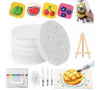 Dewppxi Magic 3D Foam Texture Painting Kit, Magic Puffy Paint, 3D Drawing Magic Canvas Sponge, Puffy Popcorn Drawing Texture Painting Kit, DIY Bubble Drawing Pens Art Supplies (Circular Set)