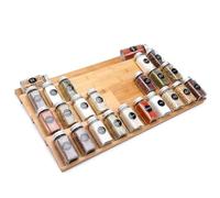 DEWVIE Bamboo Spice Drawer Organizer, 4 Tier In Drawer Spices Rack for Cabinet Drawer Expandable From 13" to 26", Stackable Seasoning Storage Organizer Insert