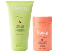Dewy by Trilogy Cleanser & Moisturizer Set for Teens, 5.07 & 1.69 Fl Oz | Teen face wash & lightweight face cream hydrate, balance oil & calm redness with Prickly Pear & Manuka Honey, fragrance-free