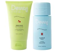 Dewy by Trilogy Cleanser & Toner Set for Teens, 5.07 & 4.9 Fl Oz | Face wash & clarifying toner soothe, hydrate & clear excess oil with Prickly Pear, Cactus Water & Manuka Leaf, fragrance-free