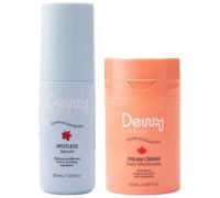 Dewy by Trilogy Serum & Moisturizer Set for Teens, 1 & 1.69 Fl Oz | Teen face serum & lightweight face cream balance oil, smooth & calm redness with Rose Myrtle & Manuka Honey, fragrance-free