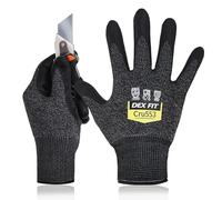 DEX FIT Cut Resistant Gloves Cru553 - Level 5 Protection, 3D Comfort Fit, Durable Grip, Thin & Breathable, Touchscreen, Washable, Delicate Handling & Cutting; Black Grey L 1 Pair