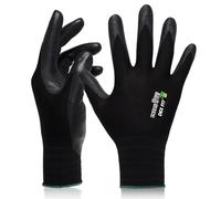 DEX FIT Heavy Duty Work Gloves FN331S - Water Repellent Sandy Grip, 3D Comfort Fit, Touchscreen, Oil Resistant - Protective Safety for Construction, Mechanic, Plumbing; Black, M (8), 3 Pairs