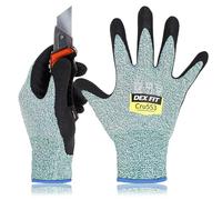 DEX FIT Level 5 Cut Resistant Gloves Cru553, 3D Comfort Stretch Fit, Power Grip, Durable Foam Nitrile, Smart Touch, Machine Washable, Thin & Lightweight, Green 9 (L) 1 Pair