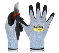 DEX FIT Level 5 Cut Resistant Gloves Cru553, 3D Comfort Stretch Fit, Power Grip, Durable Foam Nitrile, Smart Touch, Machine Washable, Thin & Lightweight, Blue 7 (S) 1 Pair
