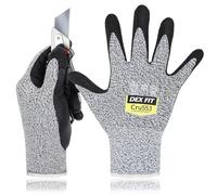 DEX FIT Level 5 Cut Resistant Gloves Cru553, 3D-Comfort Stretchy Fit, Power Grip, Professional Grade, Thin, Touch-Screen Compatible, Durable, Machine Washable, Itch-Free, Grey 7 (S) 3 Pairs