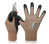 DEX FIT Level 5 Cut Resistant Gloves Cru553 Prime, 3D Comfort Stretch Fit, Power Grip, Durable Foam Nitrile, Smart Touch, Washable, Thin & Lightweight, Brown 10 (XL) 1 Pair