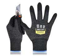 DEX FIT Level 5 Cut Resistant Gloves Cru553 Prime, 3D-Comfort Stretchy Fit, Power Grip, Professional Grade, Thin, Touch-Screen Compatible, Durable, Machine Washable, Touchscreen; Black Grey XS 1 Pair