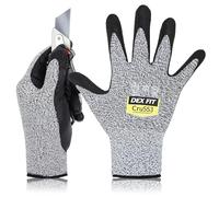 DEX FIT Level 5 Extreme Cut Resistant Gloves Cru553, Non-Slip Power Grip, Professional Grade 3D Comfort Fit, Thin & Lightweight, Breathable, Touchscreen Compatible, Itch-Free, Grey 10 (XL) 3 Pairs