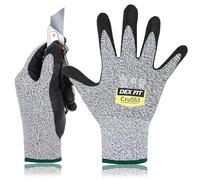 DEX FIT Level 5 Extreme Cut Resistant Gloves Cru553, Non-Slip Power Grip, Professional Grade 3D Comfort Fit, Thin & Lightweight, Breathable, Touchscreen Compatible, Itch-Free, Grey 8 (M) 3 Pairs