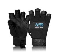 DEX FIT MG210 Lite Fingerless Work Gloves, Water-Resistant Cowhide Palm, Lightweight Open Finger Design for Fishing, Cycling, DIY, Hand Washable; Black Black 1 Pair