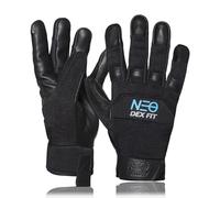 DEX FIT MG210 Lite Mechanic Work Gloves, Water-Resistant Cowhide Leather Palm, Lightweight 3D Fit, Breathable Utility Gloves for Auto Repair, DIY, Driving; Black/Black M 1 Pair