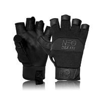 DEX FIT MG210P Fingerless Mechanic Work Gloves, Waterproof Cowhide Palm, Breathable Open Finger Design for Fishing, Auto Repair, DIY, Hand Washable; Black Black 1 Pair
