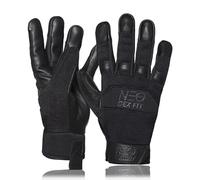 DEX FIT MG210P Mechanic Work Gloves, Waterproof Cowhide Leather Palm, Breathable Mesh Back, 3D Ergonomic Fit for Auto Repair, Construction, Gardening; Black/Black L 1 Pair