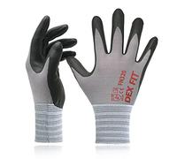 DEX FIT Nitrile Work Gloves FN320, 3D Comfort Stretch Fit, Power Grip, Durable Foam Coated, Thin & Lightweight Premium Nylon, Machine Washable, Grey 7 (S) 3 Pairs