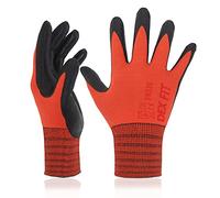DEX FIT Nitrile Work Gloves FN320, 3D Comfort Stretch Fit, Power Grip, Durable Foam Coated, Thin & Lightweight Premium Nylon, Machine Washable, Red 10 (XL) 3 Pairs