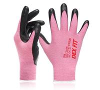 DEX FIT Nitrile Work Gloves FN330, 3D Comfort Fit, Touchscreen Grip Gloves for Warehouse, Construction, DIY, Gardening & General Work, Men & Women Pink, S, 1 Pair