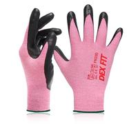 DEX FIT Nitrile Work Gloves FN330, 3D Comfort Fit, Touchscreen Grip Gloves for Warehouse, Construction, DIY, Gardening & General Work, Men & Women Pink, M, 3 Pairs