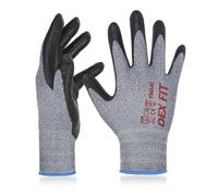 DEX FIT Nitrile Work Gloves FN330, 3D-Comfort Stretchy Fit, Firm Grip, Thin & Lightweight, Touch-Screen Compatible, Durable, Breathable & Cool, Machine Washable; Grey 9 (L) 1 Pair