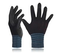 DEX FIT Premium Nylon Work Gloves FN320-1 Pair, Firm Nitrile Grip, 3D-Comfort Stretchy Fit, Thin & Lightweight, Protective & Durable, Breathable, Machine Washable; Black 6 (XS)