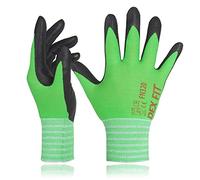 DEX FIT Premium Nylon Work Gloves FN320-3 Pairs, Firm Nitrile Grip, 3D-Comfort Stretchy Fit, Thin & Lightweight, Protective & Durable, Breathable, Machine Washable; Green 7 (S)