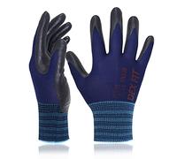 DEX FIT Premium Nylon Work Gloves FN320 - Firm Nitrile Grip, 3D-Comfort Stretchy Fit, Thin & Lightweight, Protective & Durable, Breathable, Machine Washable; Navy 6 (XS) 3 Pairs