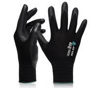 DEX FIT Premium Work Gloves FN331-3D Comfort Fit, Power Grip, Thin & Breathable, Touchscreen - Mechanic, Tactical, Police, Security Gloves for Men & Women; Black, XS (6), 3 Pairs