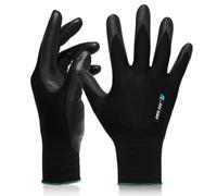 DEX FIT Premium Work Gloves FN331-3D Comfort Fit, Power Grip, Thin & Breathable, Touchscreen - Mechanic, Tactical, Police, Security Gloves for Men & Women; Black, L (9), 3 Pairs