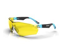 DEX FIT Safety Glasses SG210 - Yellow Lens, Blue Light Blocking & Night Vision Enhancement, Anti-Fog Z87.1 Eye Protection, Adjustable Arms for Shooting, Gaming & Low Light Work; Black & Blue, 1 PC