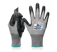DEX FIT SSG513 Stainless Steel Cut Resistant Gloves, ANSI A5, Durable Non-Slip Nitrile Grip, Touchscreen, Comfort Stretchy Fit, Thin & Breathable, Machine Washable; Grey M (8), 1 Pair