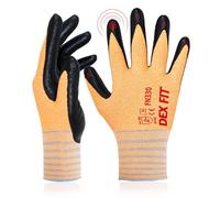 DEX FIT Work Gloves FN330, 3D Comfort Stretch Fit, Power Grip, Durable Foam Nitrile Coated, Smart Touch, Thin & Lightweight, Machine Washable (Large(3 Pairs), FN330 Orange)