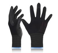 DEX FIT Work Gloves FN330, 3D Comfort Stretch Fit, Power Grip, Durable Foam Nitrile Coated, Smart Touch, Thin & Lightweight, Machine Washable (Large(3 Pairs), FN330 Black)