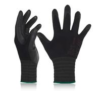 DEX FIT Work Gloves FN330, 3D Comfort Stretch Fit, Power Grip, Durable Foam Nitrile Coated, Smart Touch, Thin & Lightweight, Machine Washable; 12 Pairs (Black, M)