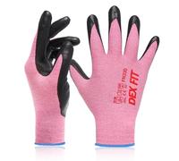 DEX FIT Work Gloves FN330, 3D Comfort Stretch Fit, Power Grip, Durable Foam Nitrile Coated, Smart Touch, Thin & Lightweight, Machine Washable (Large(3 Pairs), FN330 Pink)