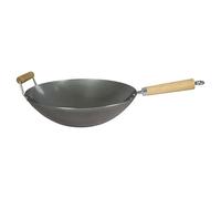 Dexam 14 Inch Professional Carbon Steel Wok Heavy With Helper Handle - Black