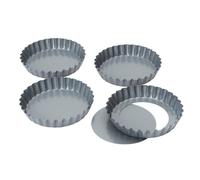 Dexam 17841493 Non-stick loose base Mini Quiche/Tart pan, 12 cm x 2cm Set of 4, Grey