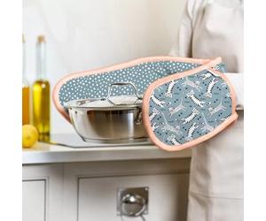 Dexam Blue Cat Meow Double Oven Gloves