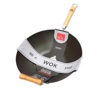 School of Wok 16 Inch Pre Seasoned Wok Carbon Steel With Helper Handle