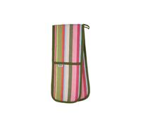 Dexam Recycled Cotton Striped Double Oven Gloves - Green